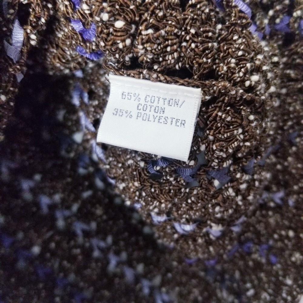 Cynthia Steffe Sweater Women Size Medium Knit Brown Cream Purple See Through - Picture 14 of 16